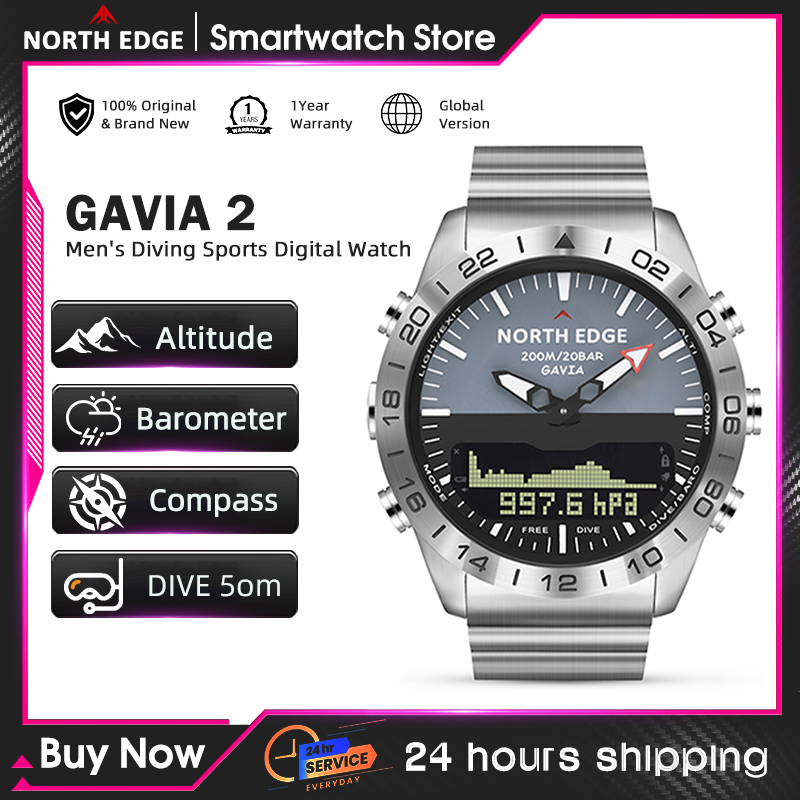 Smartwatch Watches For Mens - Reloj de buceo NORTH EDGE para