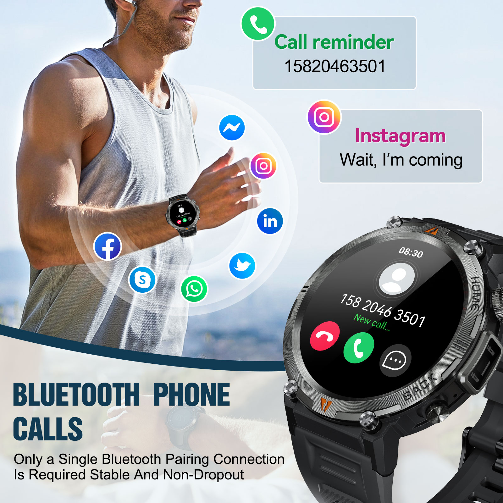 EIGIIS KE3 Bluetooth llamada r - Smartwatch Health Watches reseña y precio